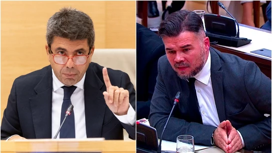 Carlos Mazón y Gabriel Rufián, durante la comisión de investigación de la DANA en el Congreso de los Diputados Carlos Mazón y Gabriel Rufián, durante la comisión de investigación de la DANA en el Congreso de los Diputados