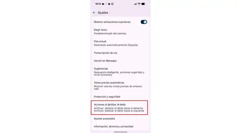 Acciones al deslizar el dedo Acciones al deslizar el dedo