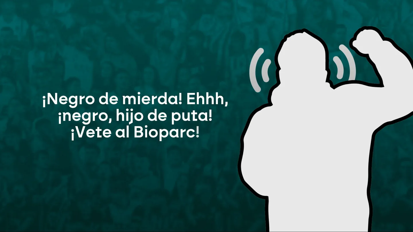 Grafismo que recoge los insultos racistas del aficionado expulsado de Mestalla Grafismo que recoge los insultos racistas del aficionado expulsado de Mestalla