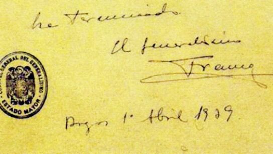 Un documento firmado por Franco en 1939
