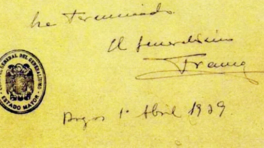 Un documento firmado por Franco en 1939 Un documento firmado por Franco en 1939