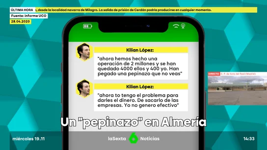 El chat del "pepinazo" con las mascarillas que salpica al PP de Almería: "Se han quedado 400 ellos y 400 yo" El chat del "pepinazo" con las mascarillas que salpica al PP de Almería: "Se han quedado 400 ellos y 400 yo"