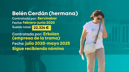 Belén Cerdán, hermana de Santos Cerdán, cobró más de 22.000 euros de Servinabar. Belén Cerdán, hermana de Santos Cerdán, cobró más de 22.000 euros de Servinabar.