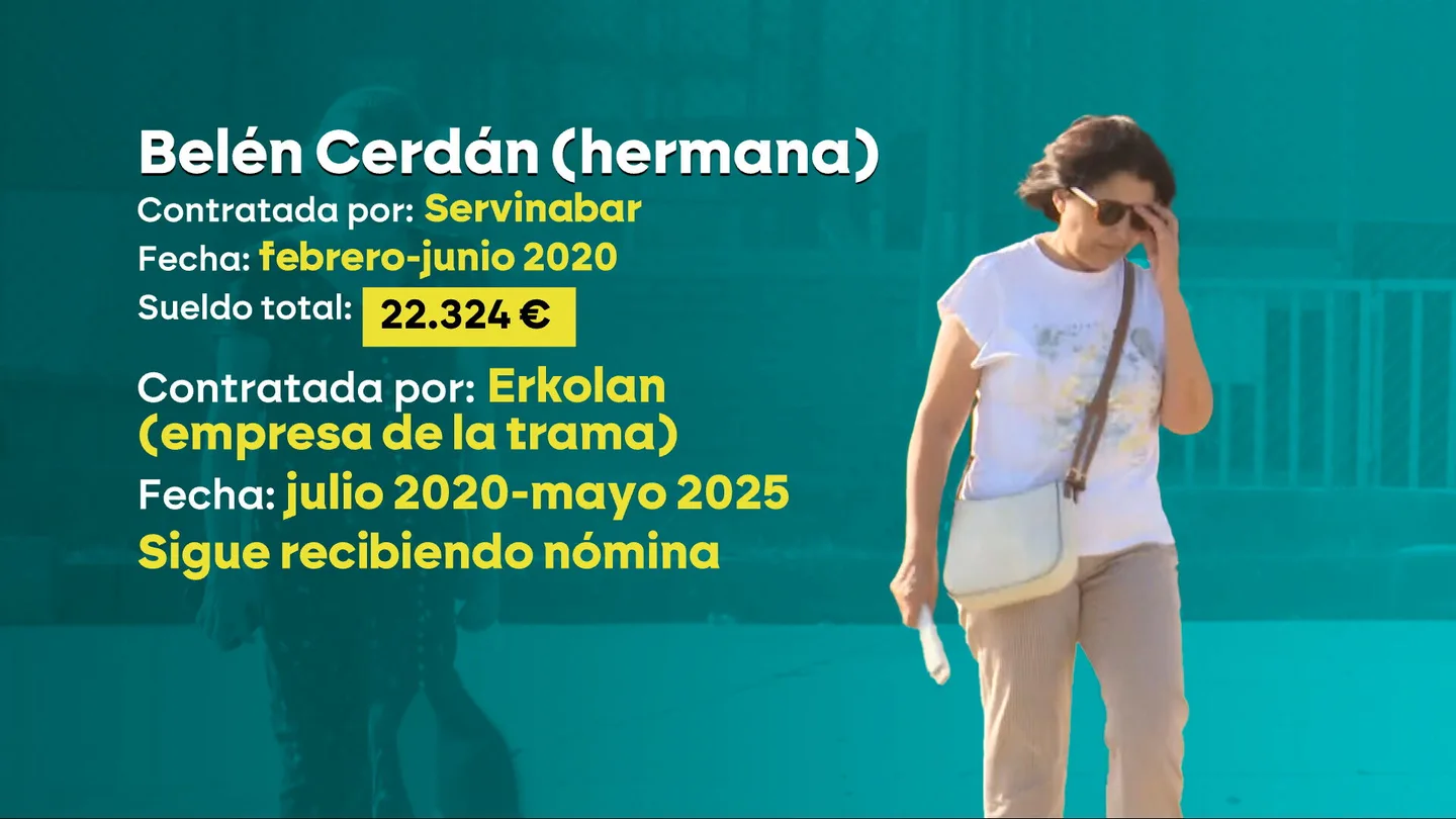 Belén Cerdán, hermana de Santos Cerdán, cobró más de 22.000 euros de Servinabar. Belén Cerdán, hermana de Santos Cerdán, cobró más de 22.000 euros de Servinabar.