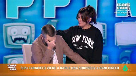 Susi Caramelo irrumpe en el programa y se confiesa: "Que sepáis que me he ventilado a otro de Zapeando" Dani Mateo y la cómica tuvieron "una noche de amor", como contaba hace unos días el propio presentador. Susi ha aparecido en el programa por sorpresa para reprochar a Mateo sus palabras.