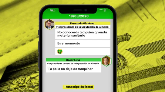 Una conversación revela que mientras en España se vivía lo peor de la pandemia, el PP de Almería solo pensaba en hacer dinero: "Tu polla no deja de maquinar" Una conversación revela que mientras en España se vivía lo peor de la pandemia, el PP de Almería solo pensaba en hacer dinero: "Tu polla no deja de maquinar"
