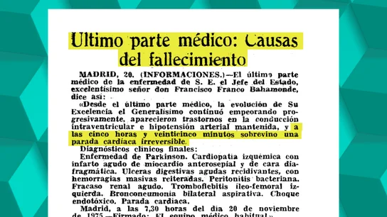 El parte médico del fallecimiento de Franco. El parte médico del fallecimiento de Franco.