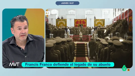 Iñaki López responde al nieto de Franco: "Hace muchos años que pasó, pero la gente suele querer dignidad y justicia" Mientras Francis Franco, nieto del dictador, asegura que su abuelo "fue un general más" y no entiende cómo puede humillar a las víctimas del franquismo que se mantenga vivo su recuerdo, Iñaki López le responde rotundo en este vídeo.