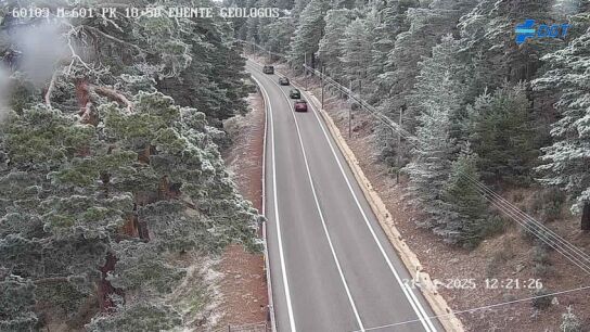 Imagen de la DGT de la M-601 a la altura de la Fuente de los Geólogos (21/11/2025).