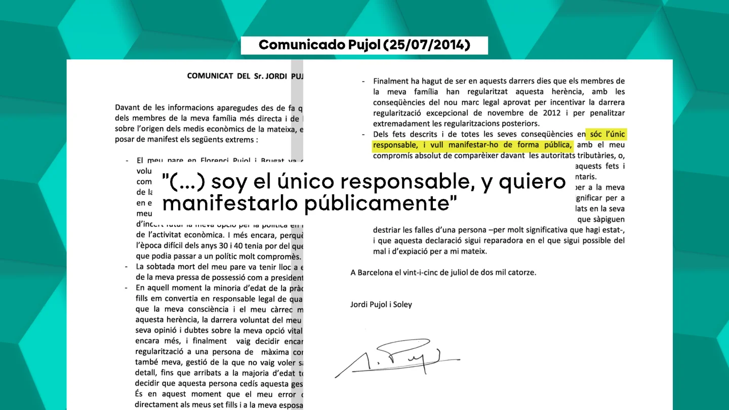Comunicado de Jordi Pujol en 2014 Comunicado de Jordi Pujol en 2014