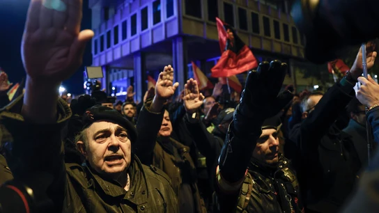 Manifestantes en la protesta de la Falange el pasado 21 de noviembre. Manifestantes en la protesta de la Falange el pasado 21 de noviembre.