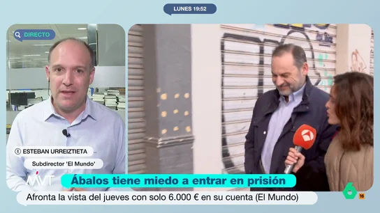 Esteban Urreiztieta afirma que Ábalos no tiene patrimonio para afrontar una fianza: "Está en situación oficial de bancarrota" Esteban Urreiztieta analiza en este vídeo la situación de José Luis Ábalos a tres días de la vistilla en el Supremo y la preocupación del exministro: "Nunca ha estado tan cerca del ingreso en prisión".