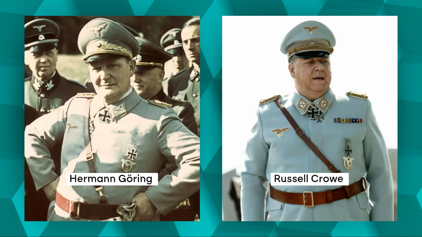 El oficial nazi Hermann Göring y el actor Russell Crowe caracterizado en 'Núremberg' El oficial nazi Hermann Göring y el actor Russell Crowe caracterizado en 'Núremberg'
