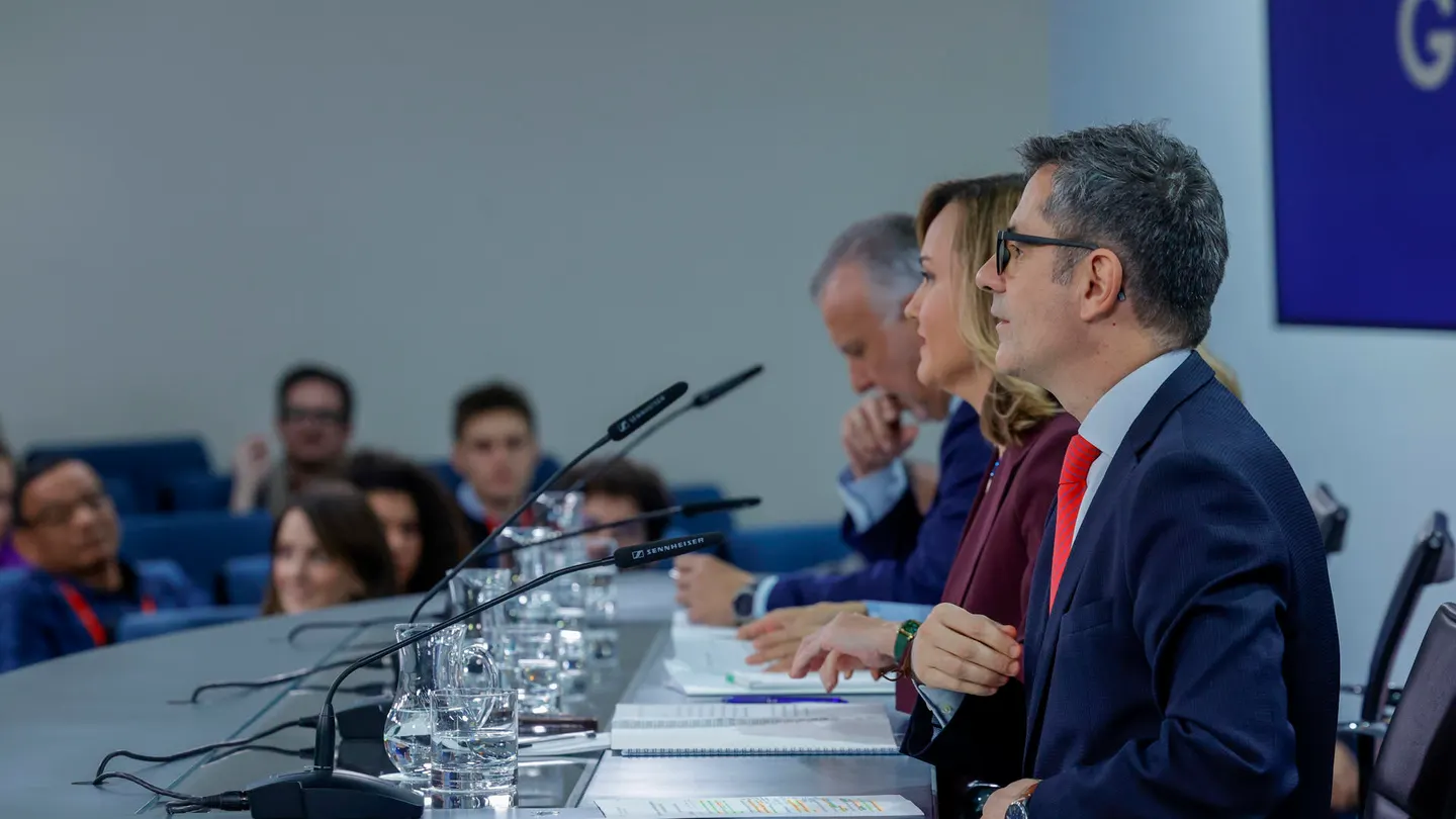 El ministro de Presidencia, Justicia y Relaciones con las Cortes, Félix Bolaños, durante la rueda de prensa posterior al Consejo de Ministros El ministro de Presidencia, Justicia y Relaciones con las Cortes, Félix Bolaños, durante la rueda de prensa posterior al Consejo de Ministros