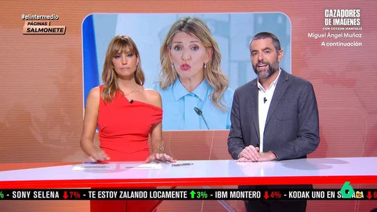 salmoneteDani Mateo responde a las críticas de Yolanda Díaz hacia Telefónica: "Diría que le ha tocado la fibra" La empresa de telecomunicaciones ha anunciado un ERE que supondría la reducción del 35% de la plantilla, es decir, afectaría a más de 6.000 trabajadores. La ministra de Trabajo no ha dudado criticar esta decisión.
