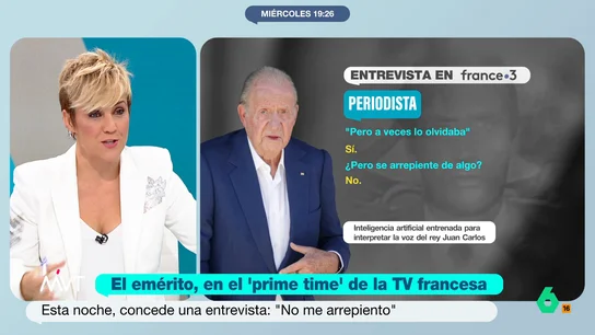 Cristina Pardo responde al rey emérito y su "espero que el pueblo comprenda lo que hice": “Es difícil comprender lo que no te explican" Cristina Pardo reacciona en el vídeo sobre estas líneas a parte de la entrevista del rey Juan Carlos en la televisión francesa donde asegura que no se arrepiente de nada de lo que ha hecho, pero aún así espera "que el pueblo comprenda lo que hice".