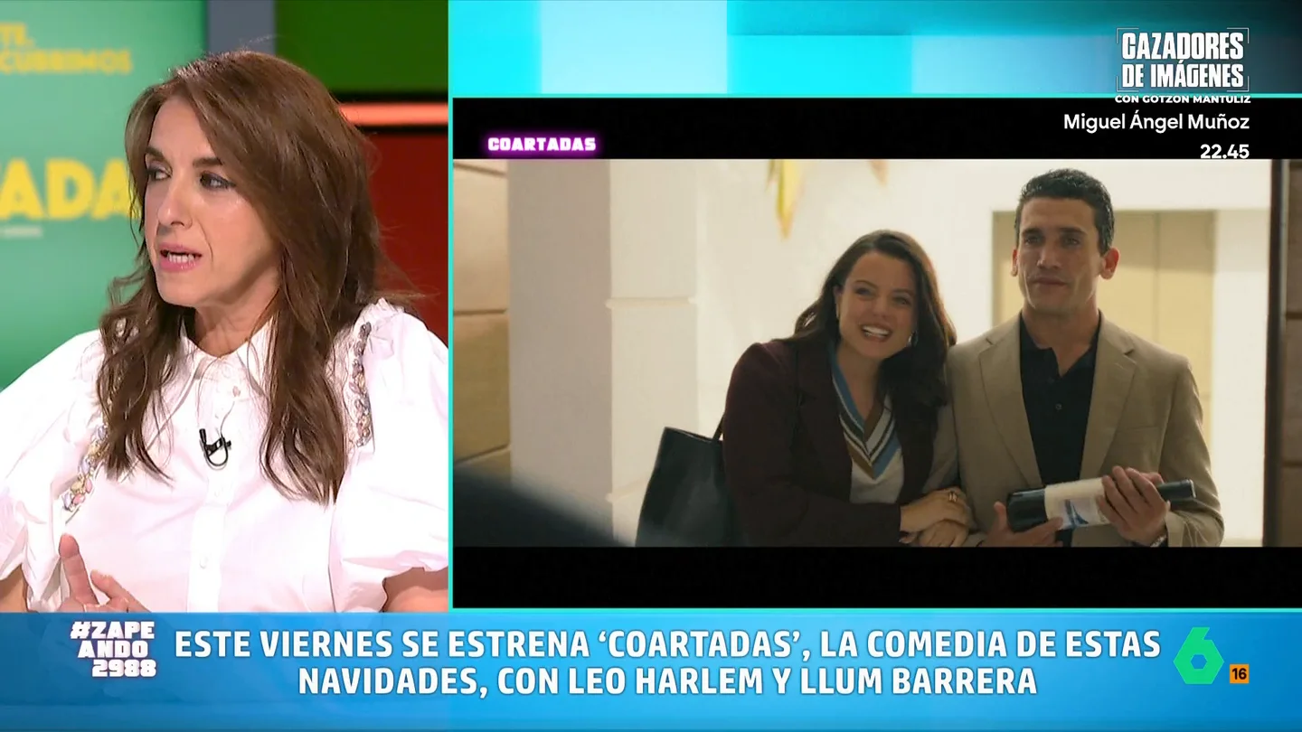 Llum Barrera, a Quique Peinado tras decir que "es demasiado joven" para su papel en 'Coartadas': "Calla, que sigo pagando casa y niño" Llum Barrera vuelve a Zapeando, en esta ocasión como invitada, para hablar de 'Coartadas', la comedia que se estrena este viernes en la que participa y de la que desvela algunos secretos de rodaje en este vídeo.