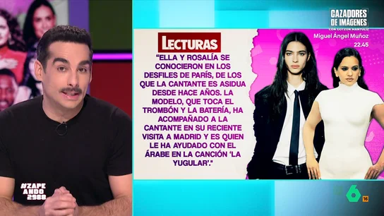 Juan Sanguino habla del "círculo íntimo" de Rosalía y de su nueva amiga Loli Bahía: "Ya se sabe que entre folclóricas..." En su repaso a la prensa rosa de esa semana, Juan Sanguino se detiene en la noticia de 'Lecturas' sobre el "círculo íntimo" de Rosalía y su relación con Loli Bahía, una modelo de origen argelino de 22 años que habría tenido peso en su disco 'Lux'.
