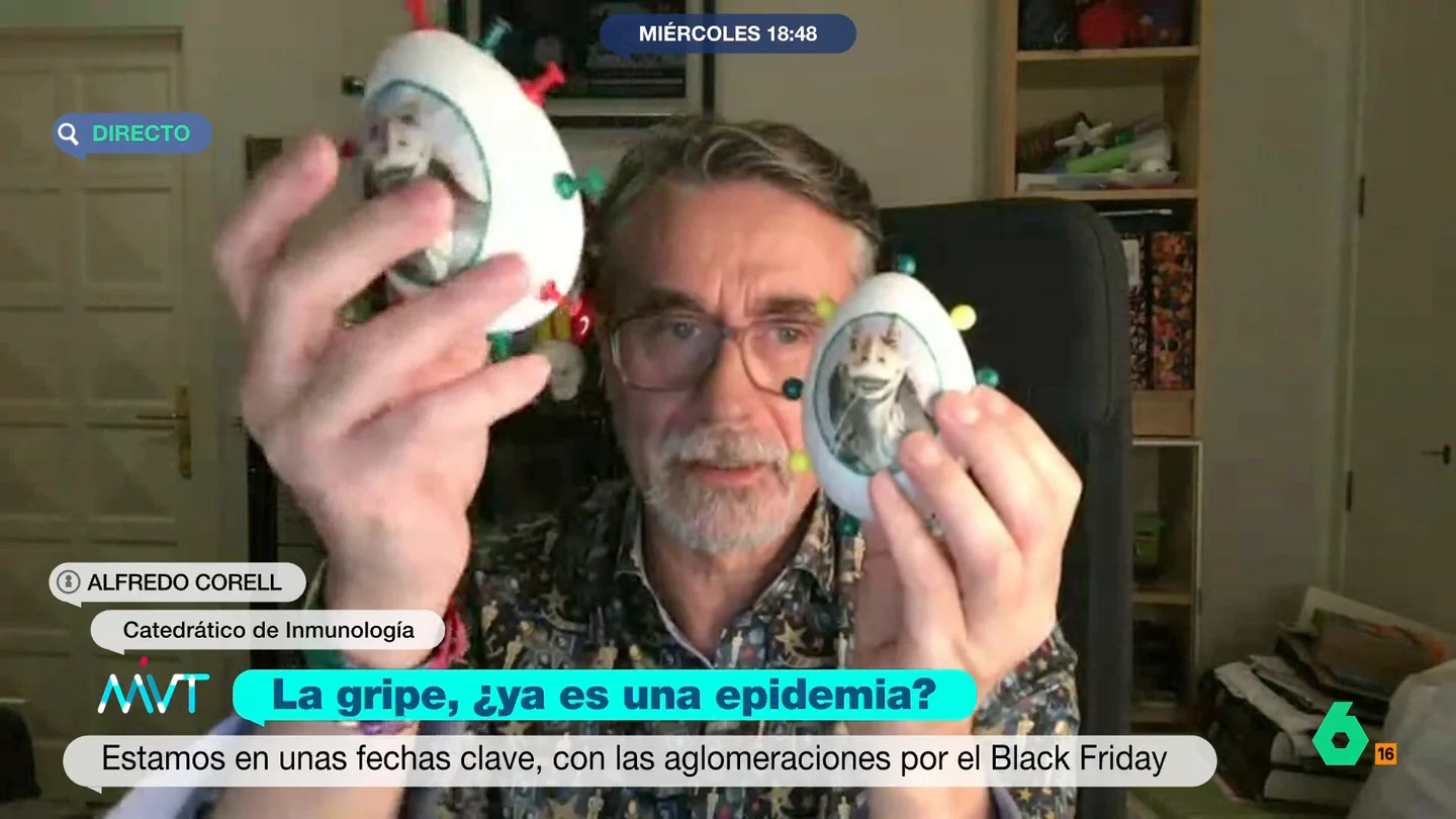Alfredo Corell analiza la incidencia disparada de gripe en España: "Hay que tomárselo muy en serio" Alfredo Corell, catedrático de Inmunología, analiza en este vídeo los motivos que explican los casos disparados de gripe: una variante del virus que "cambia radicalmente el asunto", pero que "no es más peligrosa ni más dañina".
