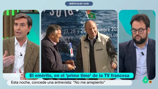 Montesinos, sobre las memorias del emérito: "No me ha gustado nada que se dirija a los españoles con una entrevista en otro país" Juan Carlos I ha concedido una entrevista para una televisión francesa, que se emitirá este miércoles. El emérito busca dirigirse a los españoles para explicarse, algo que critica el periodista ya que lo va a hacer en un medio francés.
