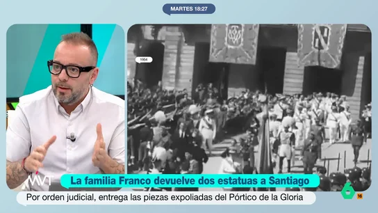 Antonio Maestre, tajante: "Absolutamente todo lo que tienen los Franco es fruto del robo, del expolio y de la corrupción" Antonio Maestre e Iñaki López reaccionan en este vídeo a la devolución por parte de la familia Franco de dos estatuas del Pórtico de la Gloria de Santiago que, durante décadas, habían permanecido en el Pazo de Meirás.