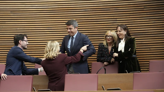 Carlos Mazón este martes con compañeros de partido en la toma de posesión de Pérez Llorca como president de la Generalitat Valenciana. Carlos Mazón este martes con compañeros de partido en la toma de posesión de Pérez Llorca como president de la Generalitat Valenciana.