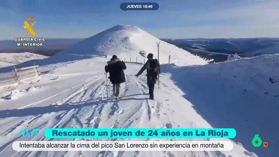Rescatan a un joven que intentaba subir el pico más alto de La Rioja en zapatillas y con vaqueros El Grupo de Rescate e Intervención en la Montaña tenía que rescatar a un joven de 24 años de Benidorm mientras intentaba coronar el pico San Lorenzo, a 2.271 sin experiencia en montaña ni el material adecuado.