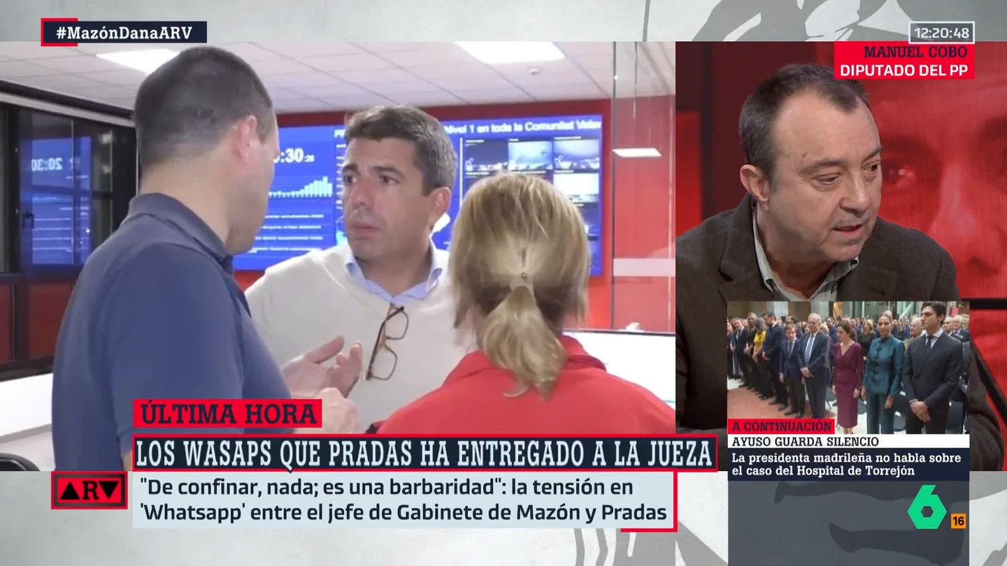 Manuel Cobo señala que Mazón se "equivocó", pero destaca: "El hecho de estar en una comida no cambia lo que ocurrió" Manuel Cobo señala que Mazón se "equivocó", pero destaca: "El hecho de estar en una comida no cambia lo que ocurrió"