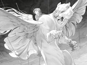 Los protagonistas de 'El rey envenenado' a lomos de una esfinge