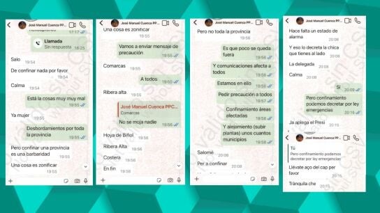 La respuesta del jefe de Gabinete de Maz&oacute;n al decirle Pradas que quer&iacute;a confinar las ciudades afectadas el d&iacute;a de la DANA: "Tr&agrave;nquila che. De confinar, nada"