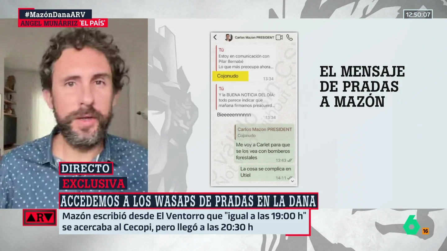 Ángel Munárriz, sobre Carlos Mazón: "En su caso no podemos criticar lo que hizo porque no hizo nada" Ángel Munárriz, sobre Carlos Mazón: "En su caso no podemos criticar lo que hizo porque no hizo nada"