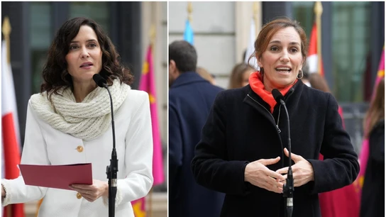 Isabel Díaz Ayuso, a la izquierda; Mónica García, a la derecha Isabel Díaz Ayuso, a la izquierda; Mónica García, a la derecha
