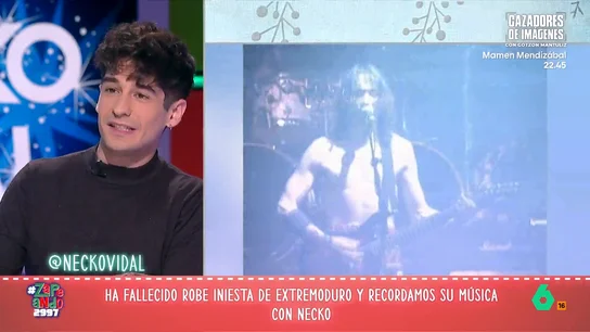 El recuerdo de Necko Vidal a Robe Iniesta, en vídeo: "Es un eslabón de la música española y va a ser bastante recordado" En su sección musical, Necko Vidal dedica un momento a recordar a Robe Iniesta, el cantante de Extremoduro que fallecía hoy a los 63 años, si bien reconoce que "me pilló o muy joven o muy metido en el conservatorio".
