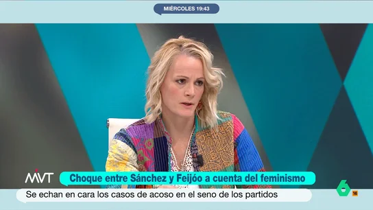 Zaida Cantera, al ver el choque de Sánchez y Feijóo por el feminismo: "En este tipo de discusiones siempre pierden las mujeres" Zaida Cantera e Iñaki López reflexionan en este vídeo sobre el bronco debate entre Pedro Sánchez y Alberto Núñez Feijóo en el que se han echado en cara los casos de acoso sexual en el seno de ambos partidos.