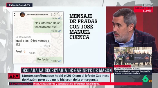 Carlos E.Cué, tras la declaración de la secretaria de Mazón: "Había mucha gente pendiente y los máximos responsables del poder político en Valencia estaban a por uvas" Carlos E.Cué, tras la declaración de la secretaria de Mazón: "Había mucha gente pendiente y los máximos responsables del poder político en Valencia estaban a por uvas"