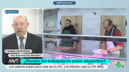 Gonzalo Bernardos no cree que estemos perdiendo poder adquisitivo: "Comparado con la pasada década, estamos muchísimo mejor" "Fraga hablaba de las lentejas y Rufián es más gourmet y habla de la carne", comenta Gonzalo Bernardos en este vídeo, donde reflexiona sobre la pérdida de poder adquisitivo tras subir los precios por encima de los salarios.