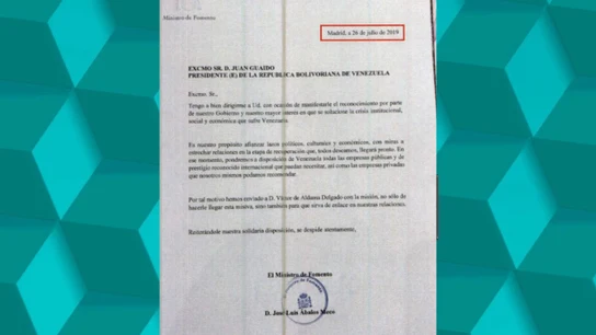 Carta de José Luis Ábalos a Juan Guaidó. Carta de José Luis Ábalos a Juan Guaidó.