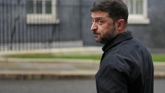 El presidente de Ucrania, Volodimir Zelenski, en Londres, este lunes. El presidente de Ucrania, Volodimir Zelenski, en Londres, este lunes.