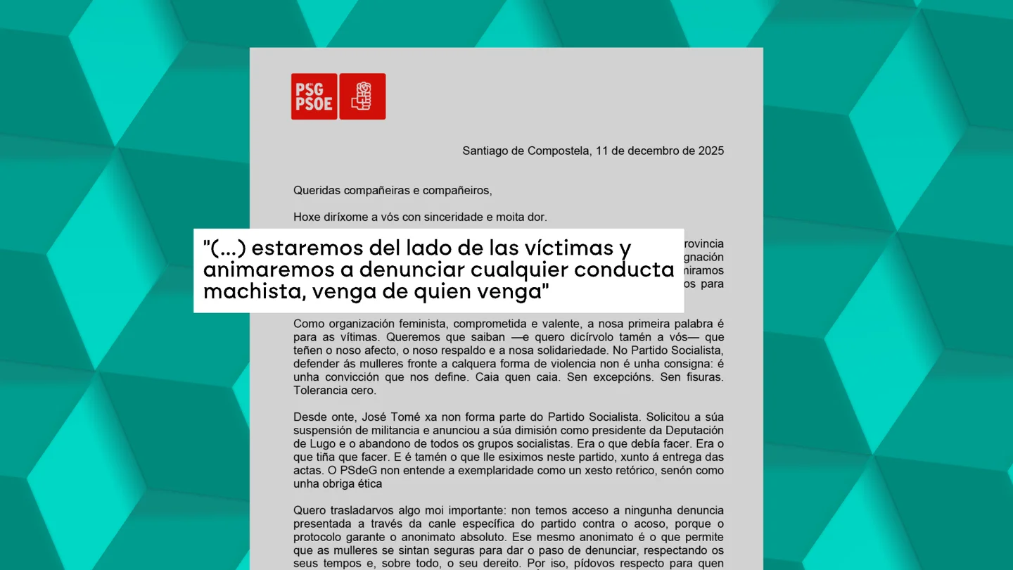 Comunicado del PSdeG tras el caso de acoso sexual contra José Tomé. Comunicado del PSdeG tras el caso de acoso sexual contra José Tomé.