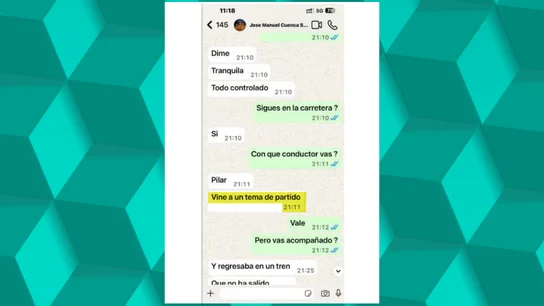 Mensajes intercambiados entre José Manuel Cuenca y Pilar Montes el día de la DANA. Mensajes intercambiados entre José Manuel Cuenca y Pilar Montes el día de la DANA.