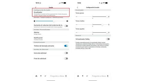 Calibrando el sonido con el ecualizador en la app de Alexa