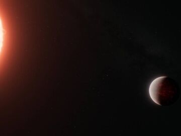 Recreaci&oacute;n art&iacute;stica de la supertierra TOI-561 b y su estrella