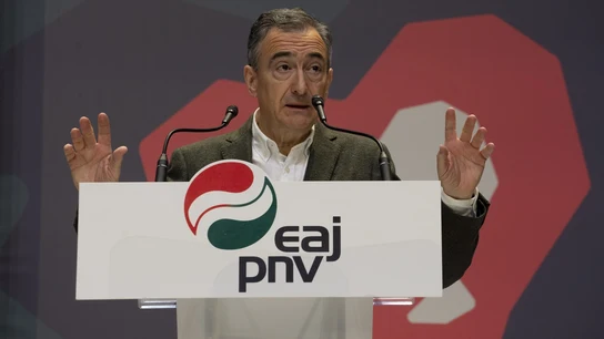 Aitor Esteban interviene durante la IX Asamblea General del PNV en Vitoria, Álava. Aitor Esteban interviene durante la IX Asamblea General del PNV en Vitoria, Álava.