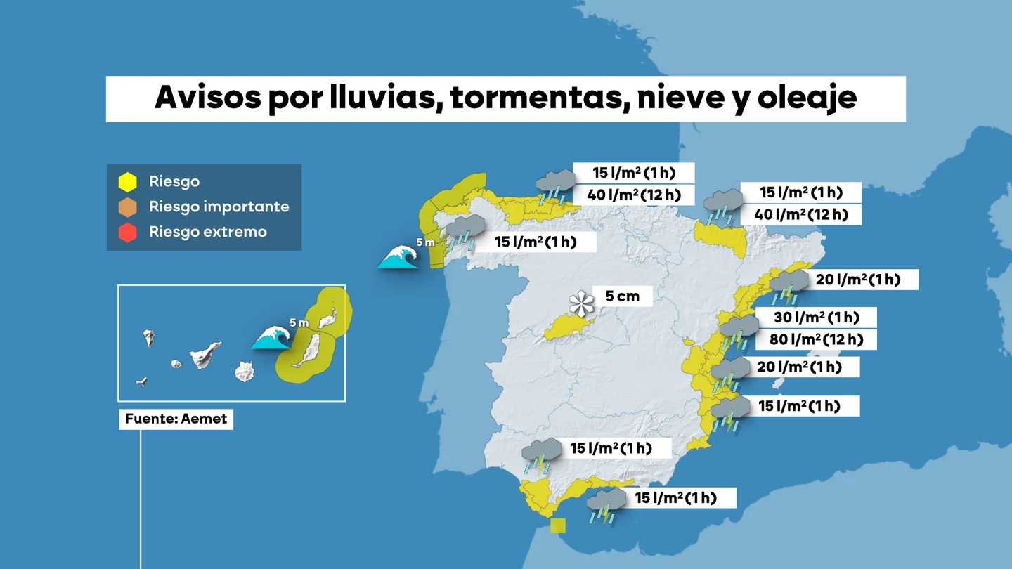 Grafismo de la predicción meteorológica para el martes 16 de diciembre Grafismo de la predicción meteorológica para el martes 16 de diciembre