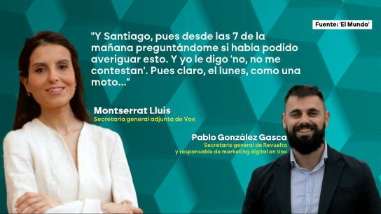 Los audios que demuestran que Abascal conoc&iacute;a las presuntas irregularidades en Revuelta: "Santiago ha estado pregunt&aacute;ndome desde las siete de la ma&ntilde;ana"
