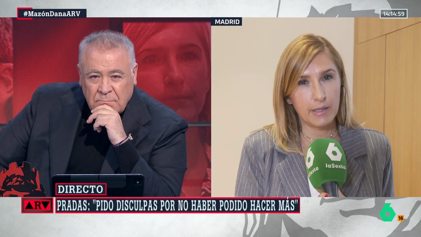 Salomé Pradas concede una entrevista en directo para Al Rojo Vivo. Salomé Pradas concede una entrevista en directo para Al Rojo Vivo.