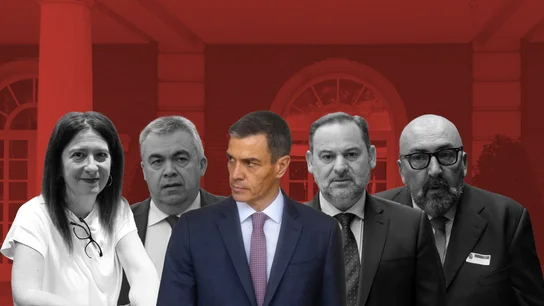 Pedro Sánchez junto a exmiembros del partido acusados de corrupción. Pedro Sánchez junto a exmiembros del partido acusados de corrupción.