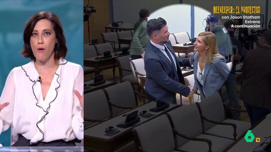 Cristina Gallego analiza el momento del saludo entre Gabriel Rufi&aacute;n y Salom&eacute; Pradas en el que el portavoz de ERC evitaba dar dos besos a la exconsellera en lo que, seg&uacute;n ella, ha sido "una pedazo de cobra que m&aacute;s bien parec&iacute;a una anaconda".