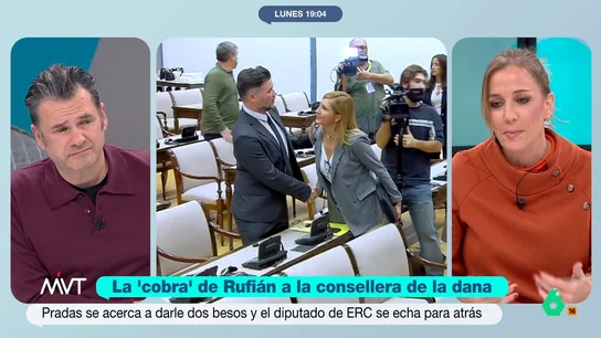 Tania Sánchez, sobre la ‘cobra’ de Rufián a Salomé Pradas: "El beso tiene una connotación cariñosa que él no ha querido establecer" Tania Sánchez comenta en este vídeo la 'cobra' de Gabriel Rufián en su saludo a Salomé Pradas en la comisión del Congreso de la DANA y reflexiona sobre la responsabilidad de la exconsellera en la gestión de la catástrofe.