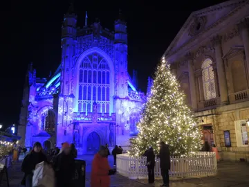 Abbey Church Yard en Navidad, en Bath Abbey Church Yard en Navidad, en Bath